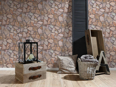 product image for Stone Abstract Wallpaper in Beige/Brown/Grey 90