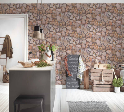 product image for Stone Abstract Wallpaper in Beige/Brown/Grey 7