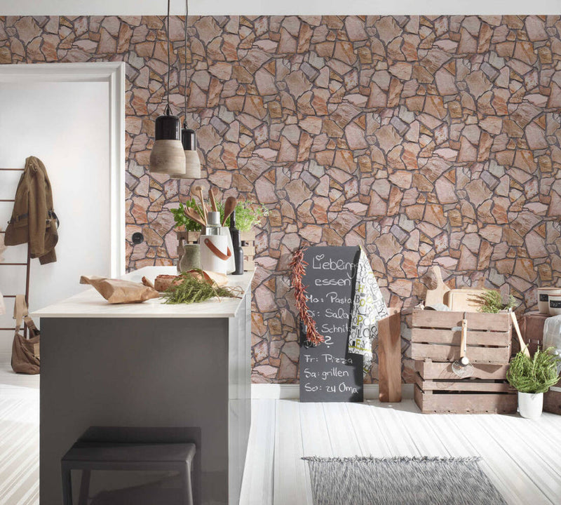 media image for Stone Abstract Wallpaper in Beige/Brown/Grey 245