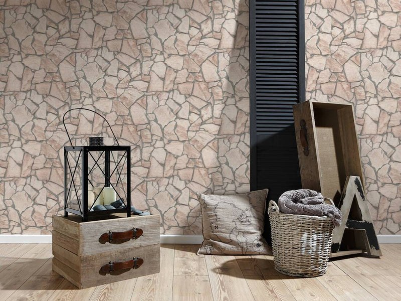 media image for Stone Abstract Wallpaper in Beige/Grey 292