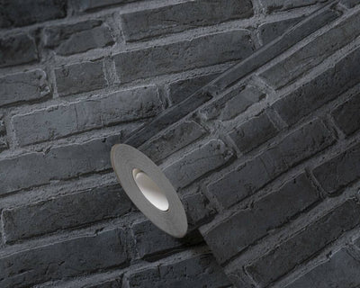 product image for Brick Deco Wallpaper in Black/Grey 5