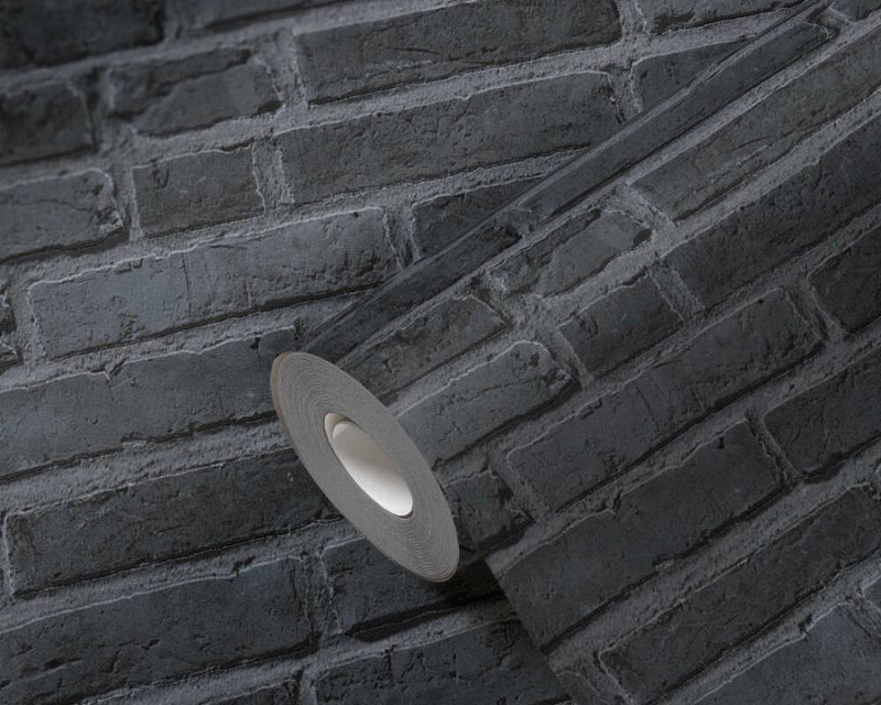 media image for Brick Deco Wallpaper in Black/Grey 277