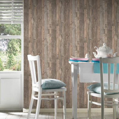 product image for Cottage Wood Wallpaper in Beige/Brown 94