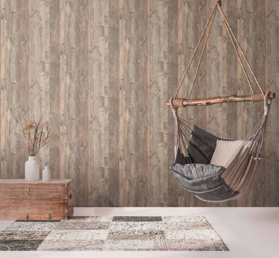 product image for Cottage Wood Wallpaper in Beige/Brown 3