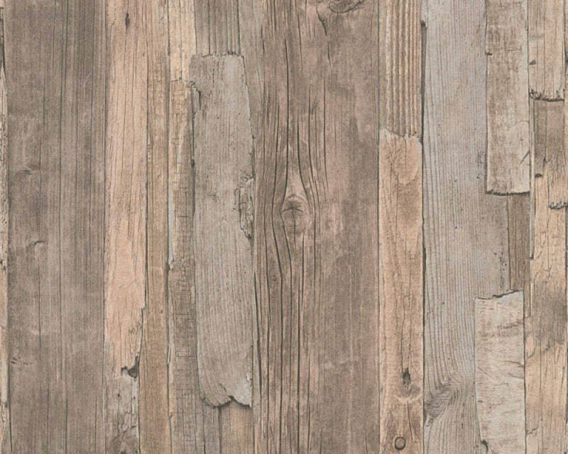 media image for Cottage Wood Wallpaper in Beige/Brown 267