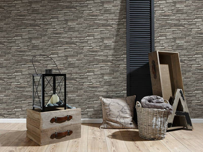 product image for Flat Stone Wallpaper in Black/Cream/Grey 68