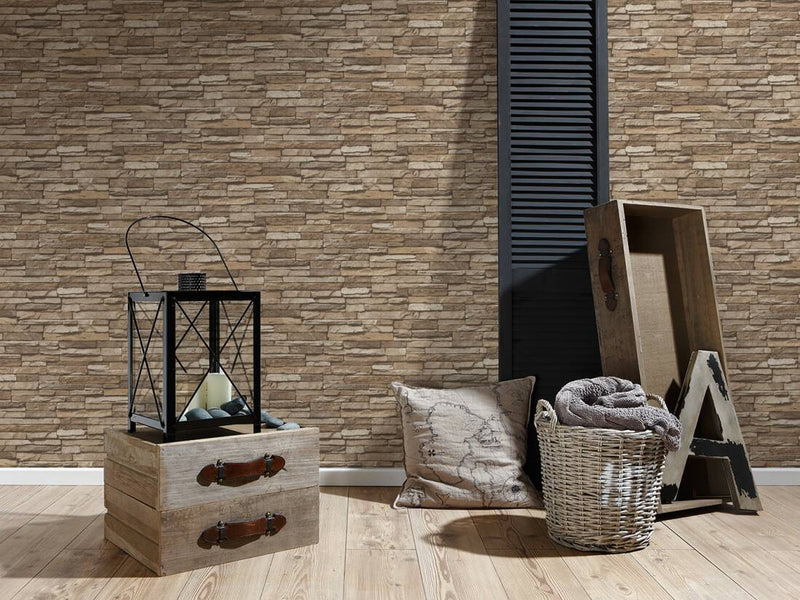 media image for Flat Stone Wallpaper in Beige/Brown 295