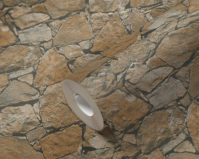 product image for Stone Wallpaper in Beige/Brown/Black 90