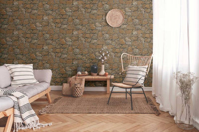 product image for Stone Wallpaper in Beige/Brown/Black 36