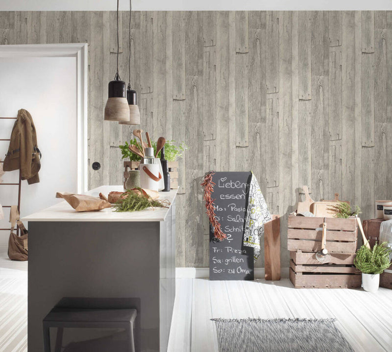 media image for Cottage Wood Wallpaper in Beige/Cream/Grey 264