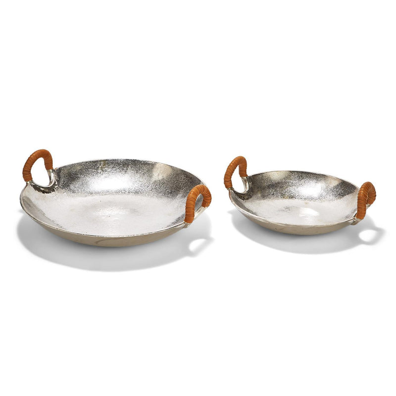 media image for Saucer Trays with Genuine Leather Handles - Set of 2 274