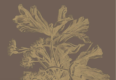 product image for Gold Metallic Wall Mural in Engraved Flowers Brown 74