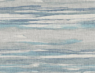 product image for Faux Grasscloth Waves Wallpaper in Grey & Blue 57