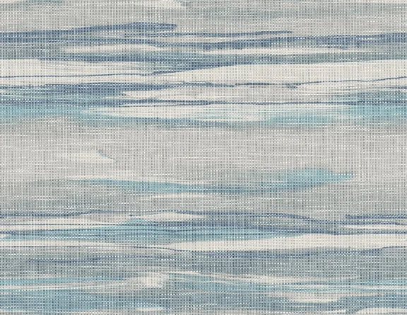 media image for Faux Grasscloth Waves Wallpaper in Grey & Blue 25