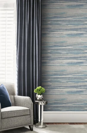 product image for Faux Grasscloth Waves Wallpaper in Grey & Blue 89