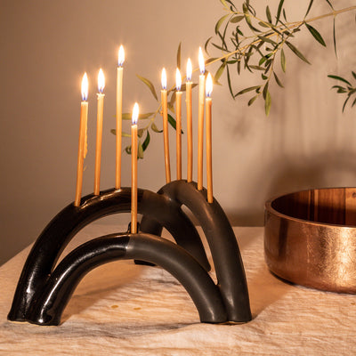 product image for Shana Menorah in Noir Glass 22