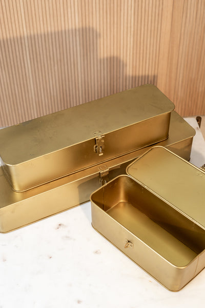 product image for Set of 3 Decorative Metal Boxes in Brass Finish 9