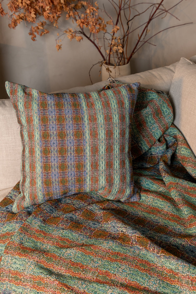 media image for Bluegreen Plaid Woven Throw Pillow 278