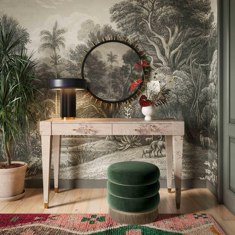 media image for Lakka Velvet Ottoman in Green 294