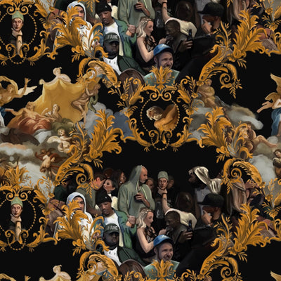 product image of God Save the Biebs Wallpaper in Black/Gold 552