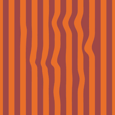 product image of Warped Vertical Stripe Wallpaper in Orange/Maroon 560