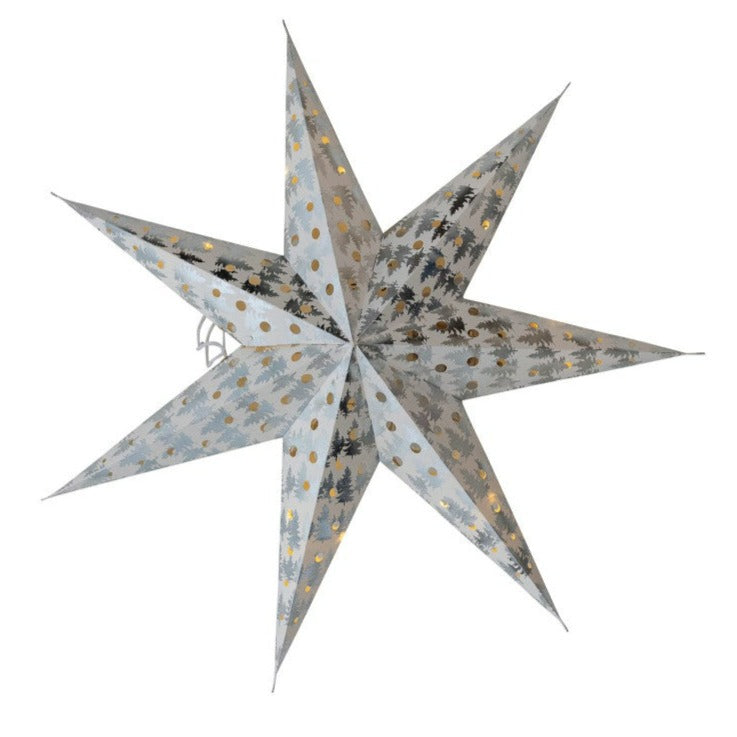 media image for Recycled Paper 7 Point Star Ornament w/ LED Light String 254