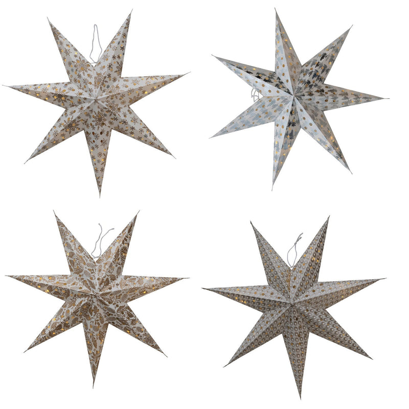 media image for Recycled Paper 7 Point Star Ornament w/ LED Light String 219