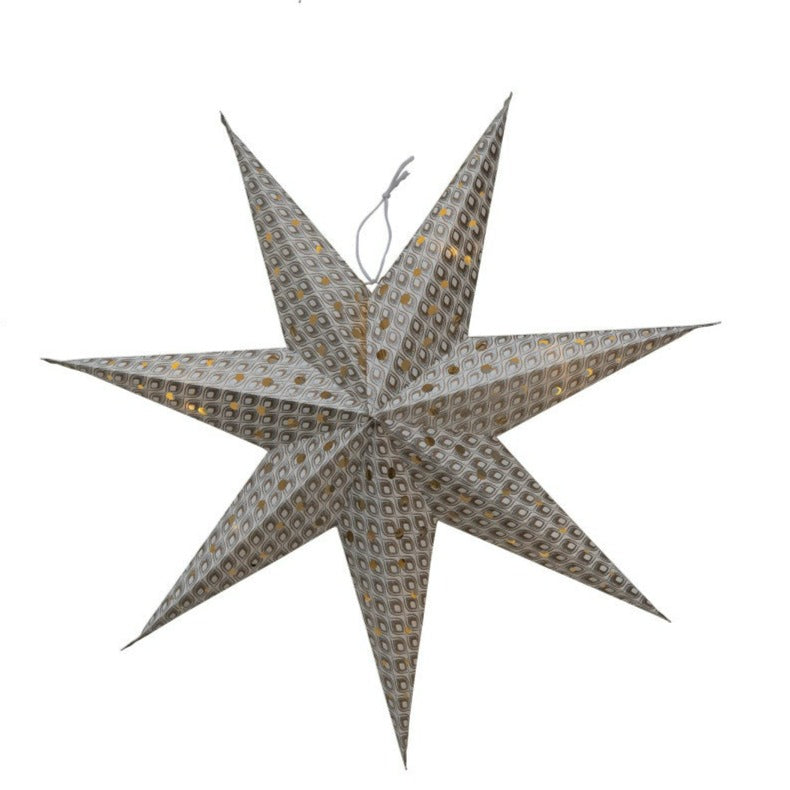 media image for Recycled Paper Star Ornament W Led Light String 7 259