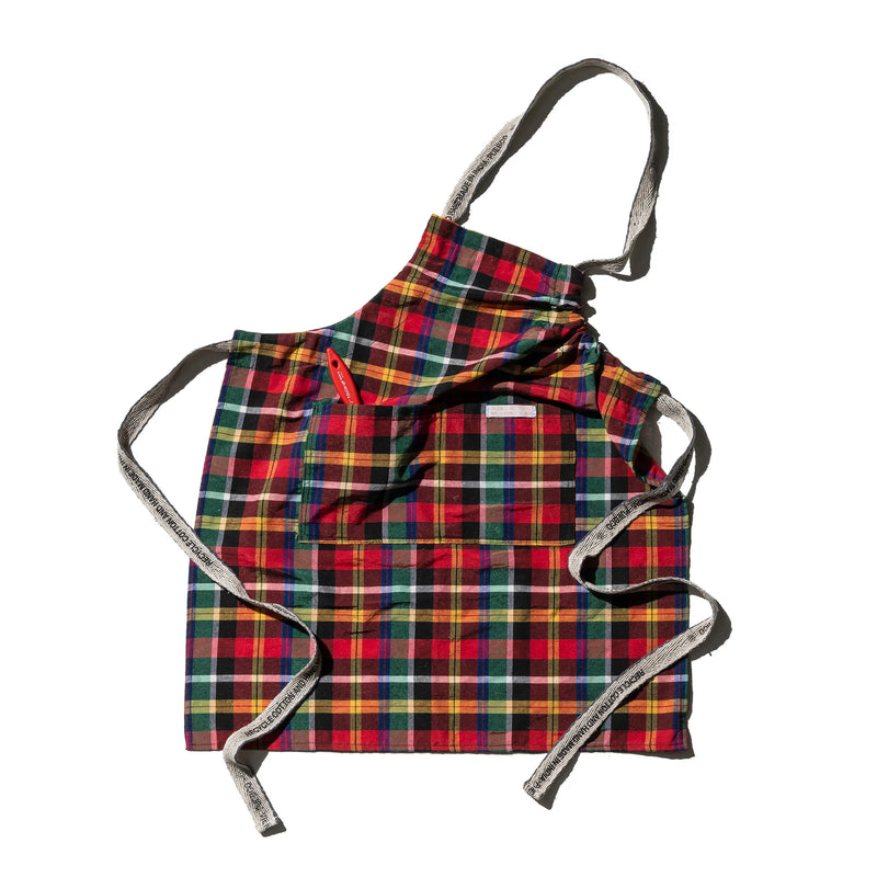 media image for Recycle Cotton Check Apron - Red x Green 238