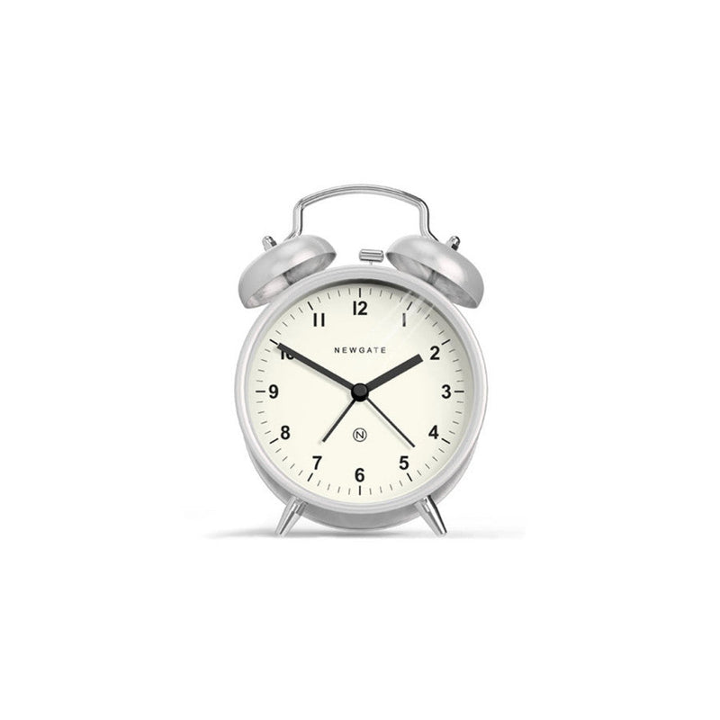 media image for charlie bell alarm clock in burnished stainless steel design by newgate 1 273