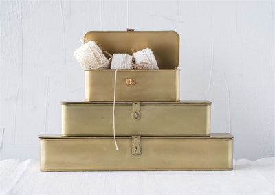 product image for Set of 3 Decorative Metal Boxes in Brass Finish design by BD Edition 19