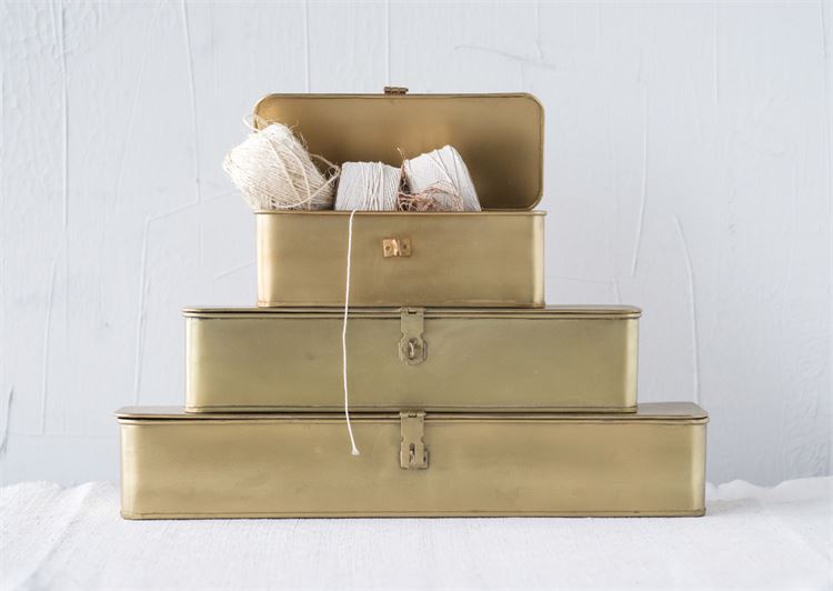 media image for Set of 3 Decorative Metal Boxes in Brass Finish design by BD Edition 26