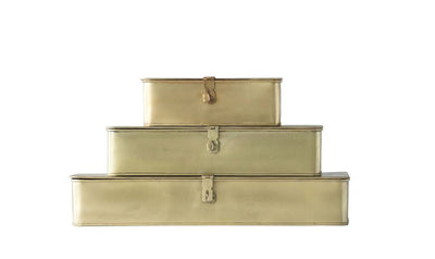 product image of Set of 3 Decorative Metal Boxes in Brass Finish design by BD Edition 520