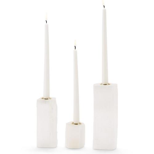 media image for White Selenite Taper Candleholders - Set of 3 221