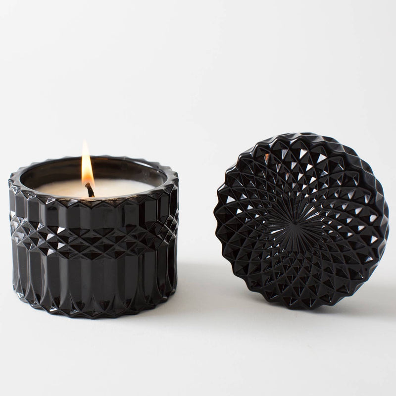 media image for Soulshine Ritual Essential Oil Candle in a Black vessel with a lid 211