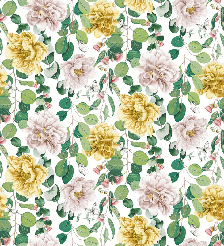 media image for Sample Beach House Peony Fabric in Yellow Multi 229
