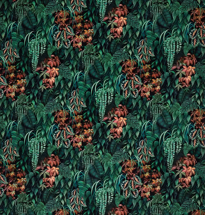 product image for Green Wall Velvet Fabric in Peacock 34