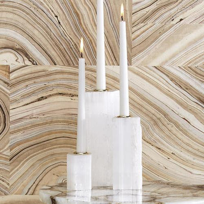 product image for White Selenite Taper Candleholders - Set of 3 38