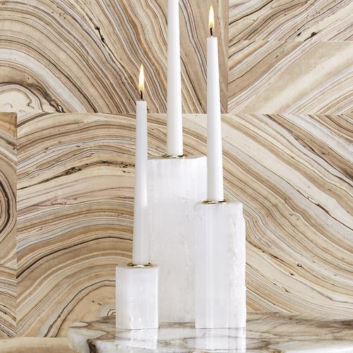 media image for White Selenite Taper Candleholders - Set of 3 286