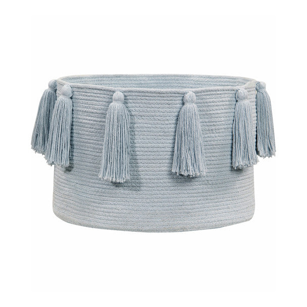 media image for Soft Blue Long Tassel Basket 264