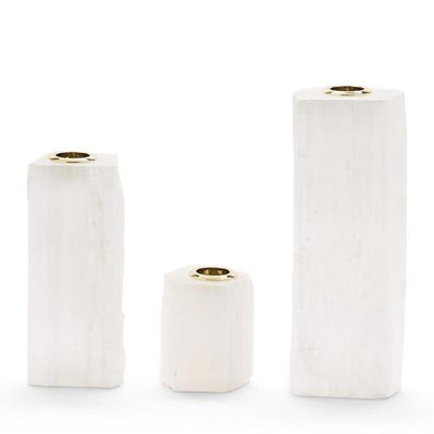 product image for White Selenite Taper Candleholders - Set of 3 72