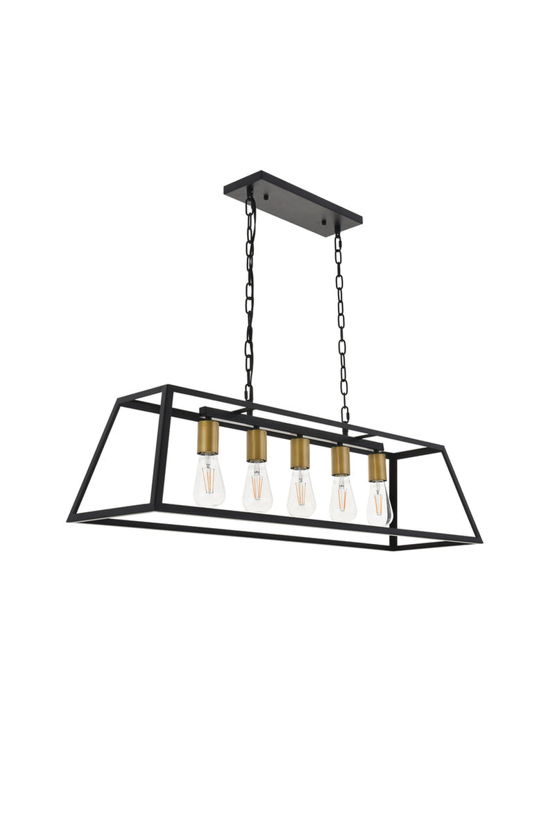 media image for Resolute 5 Light Pendant Living District Ld4061D38Bk 18 259