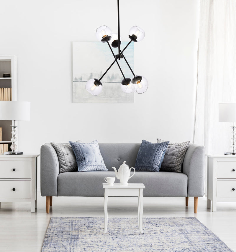 media image for Axl 6 Light Pendant Living District Ld656D24Bk 49 288