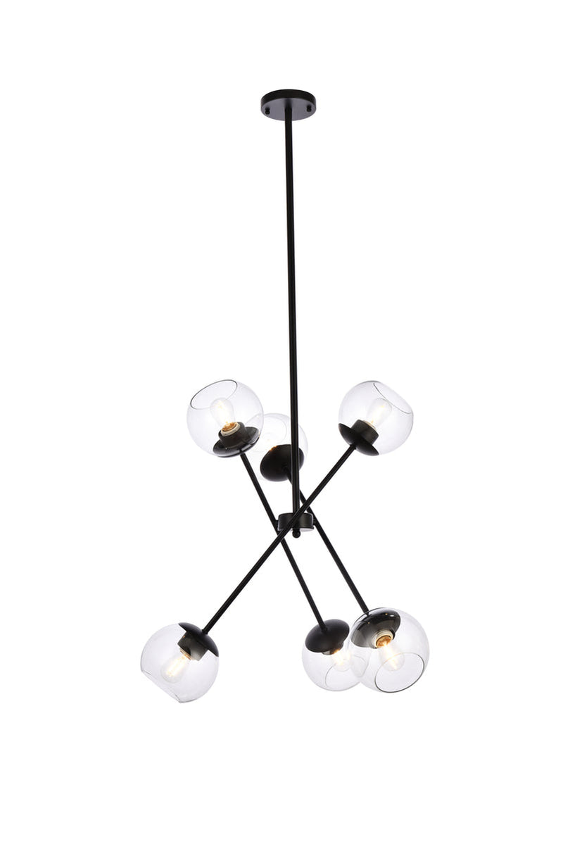 media image for Axl 6 Light Pendant Living District Ld656D24Bk 1 243