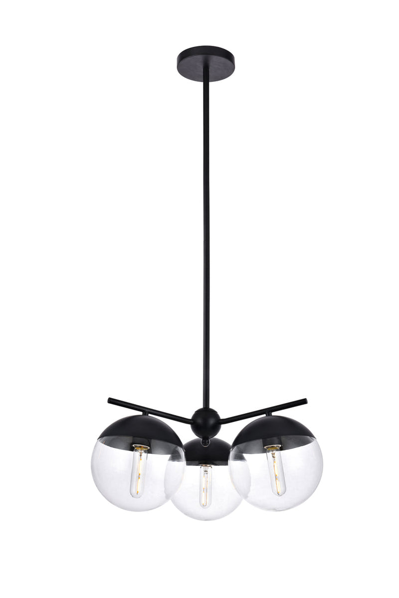 media image for Eclipse 3 Light Pendant Living District Ld6122Bk 9 219