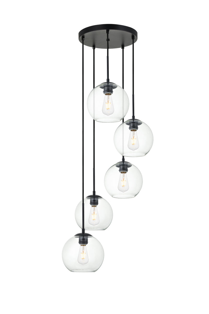 media image for Baxter 5 Light Pendant Living District Ld2226Bk 1 260