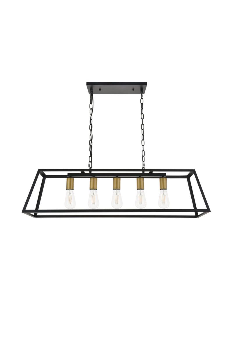 media image for Resolute 5 Light Pendant Living District Ld4061D38Bk 10 260