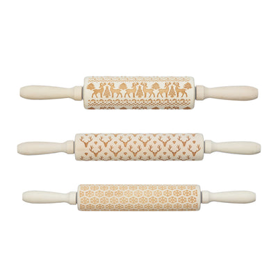 product image of carved wood rolling pin in various styles 1 583