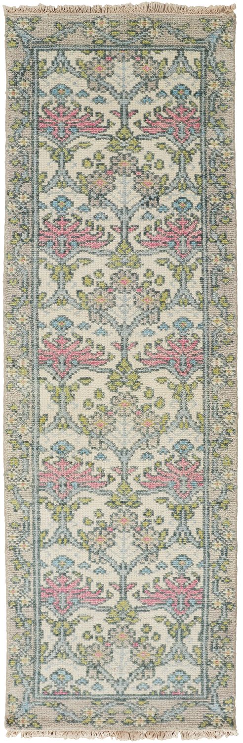 media image for Bennet Hand Knotted Gray and Pink Rug by BD Fine Flatshot Image 1 259