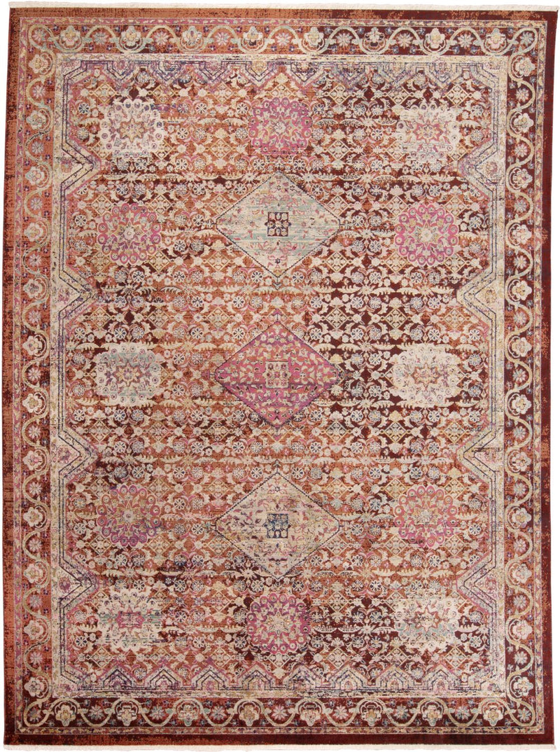 media image for Tessina Rust and Pink Rug by BD Fine Flatshot Image 1 299